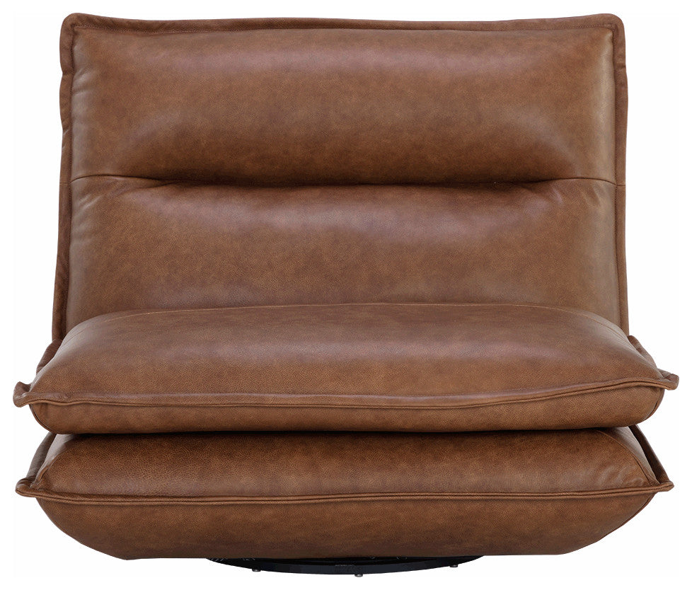 Colson Swivel Armless Chair, Cognac Leather