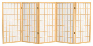 3' Tall Window Pane Shoji Screen, Natural, 5 Panels