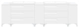 Freestanding White Vanity Set - Two Sink Bases Three 12 Side Bases, 108"
