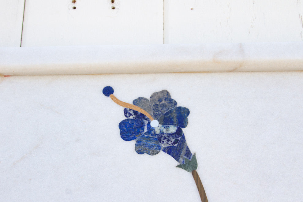 Precious Botanical Inlay Marble Panel