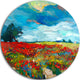Colorful Flower Fields, Landscape Painting Disc Metal Artwork, 36"