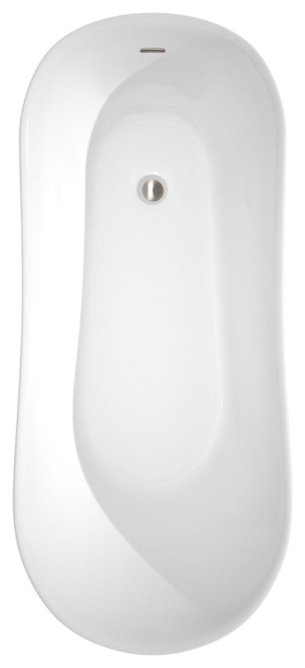 Wyndham Collection Janice 67" Freestanding Bathtub, White With Floor