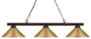 Sharp Shooter 3 Light Billiard, Bronze With Satin Gold Shade