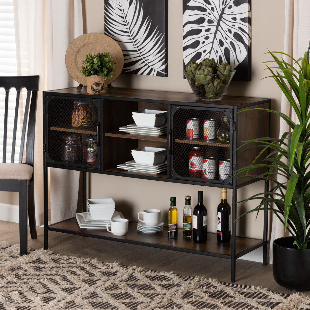Rana Walnut Brown and Black Sideboard