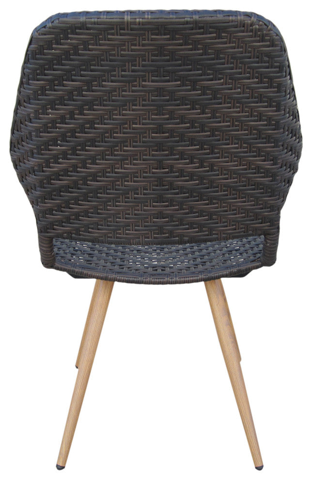 GDF Studio Amaya Outdoor Wicker Dining Chairs With Metal Legs, Set of 2