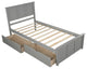 Gewnee Platform Storage Bed, 2 drawers with wheels, Twin Size Frame in Gray