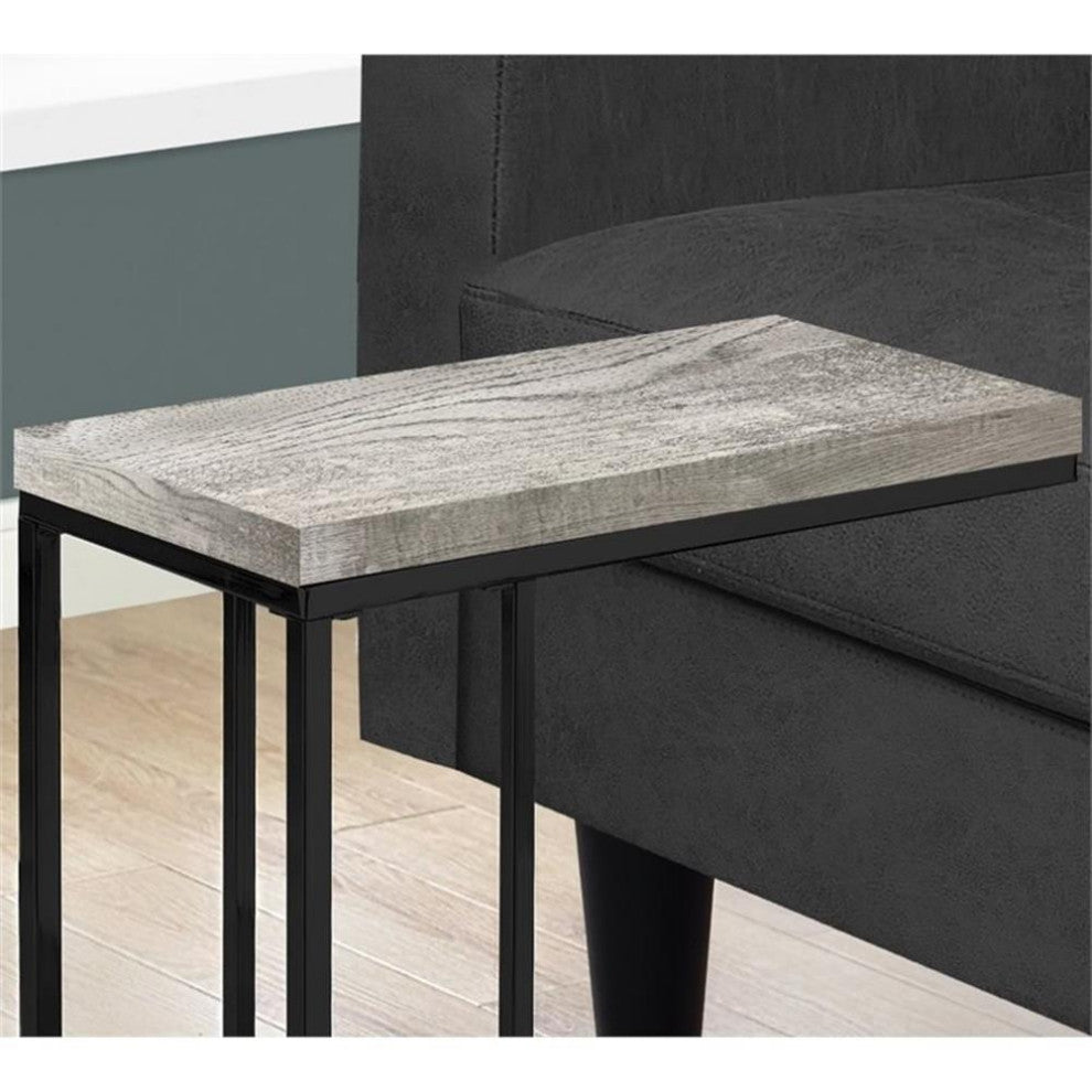 Accent Table C-shaped End Side Snack Living Room Bedroom Metal Grey
