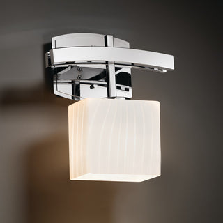 Fusion Archway 1-Light Wall Sconce, Rectangle, Polished Chrome, Ribbon Shade