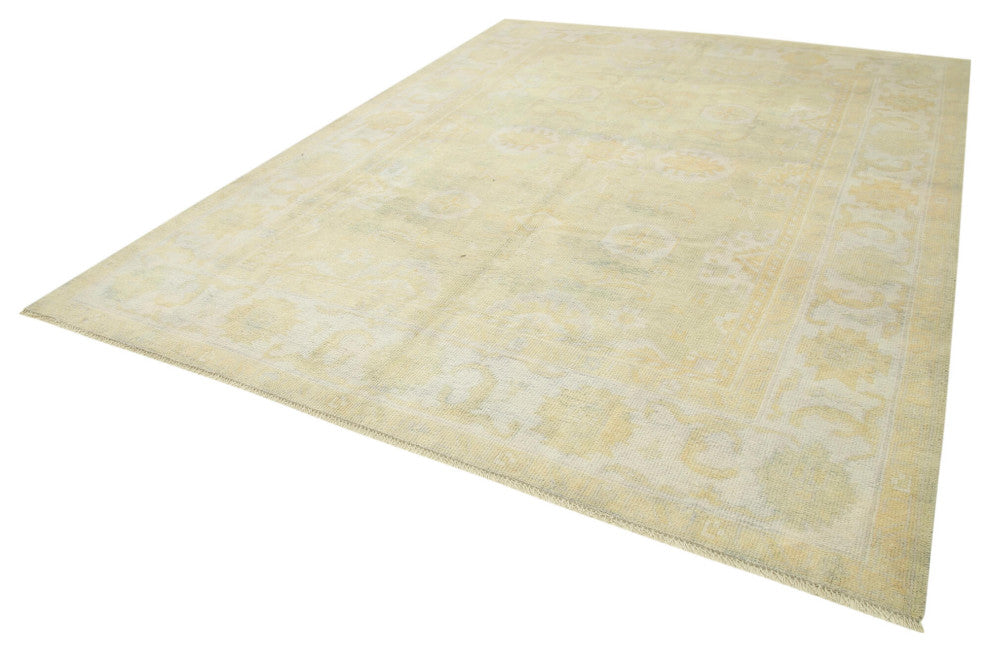 Rug N Carpet - Handwoven Oriental 8' 7" x 11' 7" Soft Beige Oushak Rug