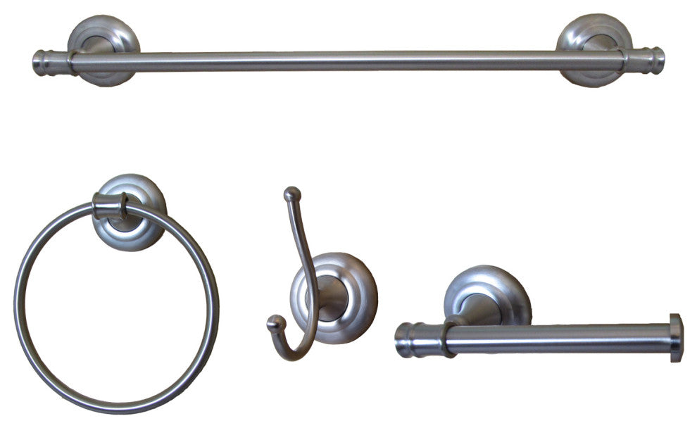 Edgerton Collection 4 Piece Bathroom Hardware Set, Satin Nickel