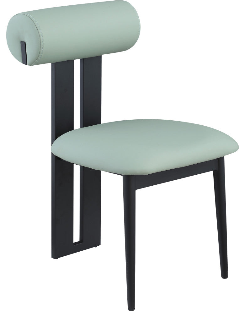 Dario Upholstered Dining Chair, Set of 2, Mint, Vegan Leather, Matte Black