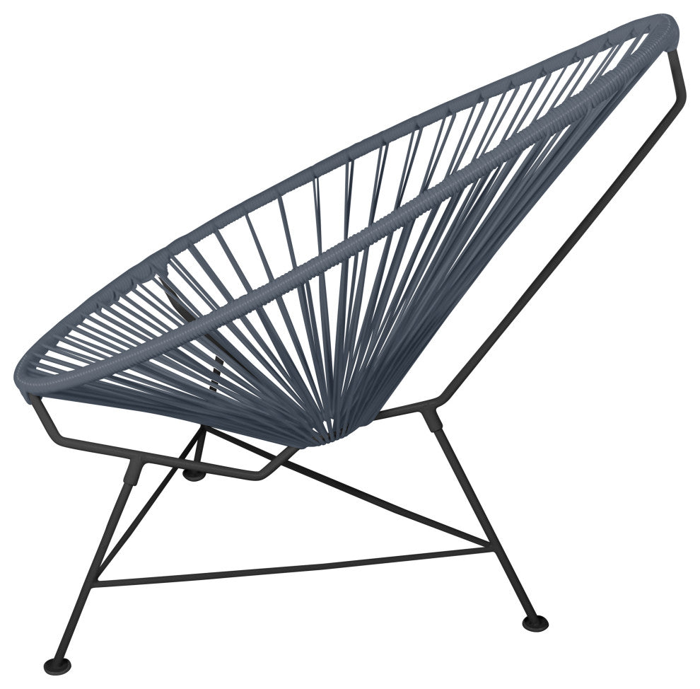 Junior Indoor/Outdoor Handmade Acapulco Chair, Gray Weave, Black Frame