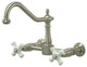 Kingston Brass Two-Handle Wall Mount Bridge Kitchen Faucet, Brushed Nickel