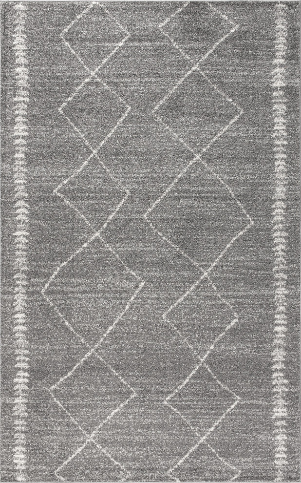 Zaina Moroccan Beni Souk Area Rug, Gray/Cream, 5 X 8
