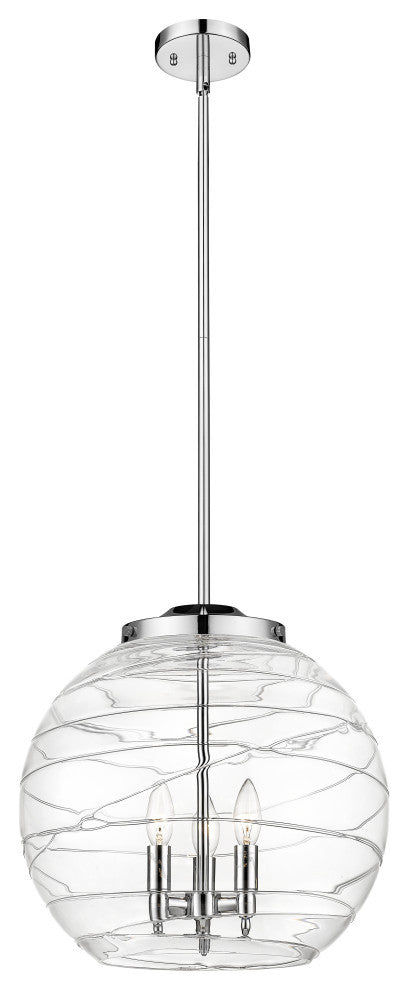 Deco Swirl Pendant, Polished Chrome, Clear Deco Swirl, Clear Deco Swirl