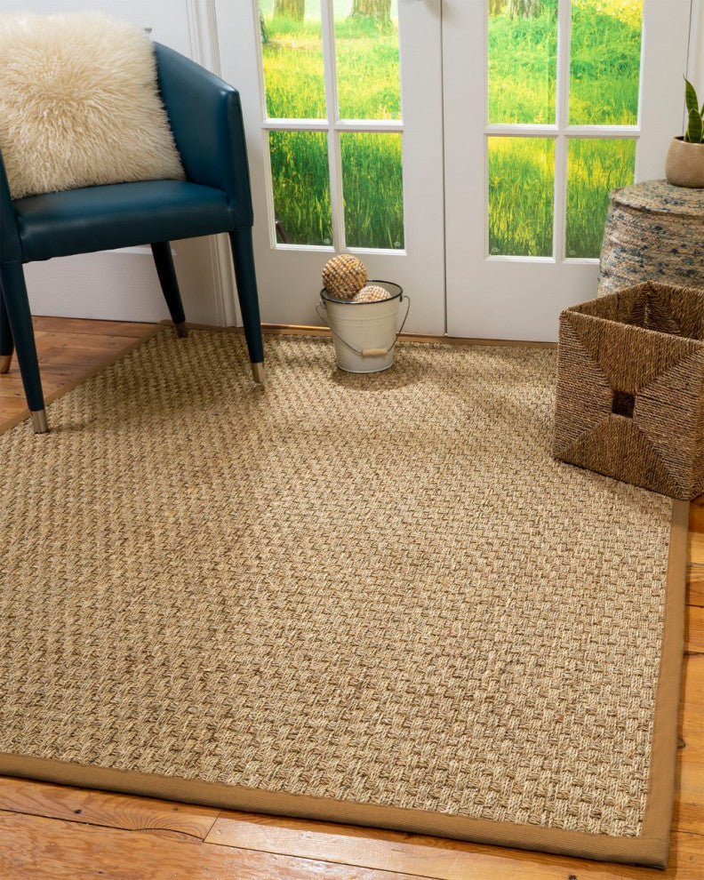 Natural Area Rugs Made in USA Basketweave Seagrass Rug, Doe, 8' X 10'
