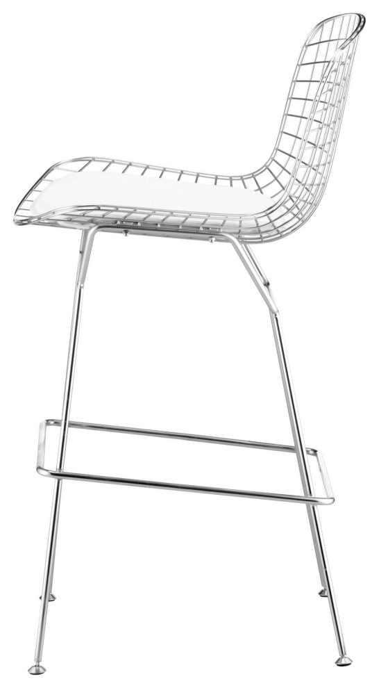 Bar Stool Chair Barstool, Set of 2, Steel Metal, Chrome, Mid Century Cafe