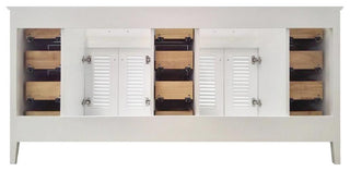 Ariel Kensington 72" Transitional Double Sink Base Cabinet, White