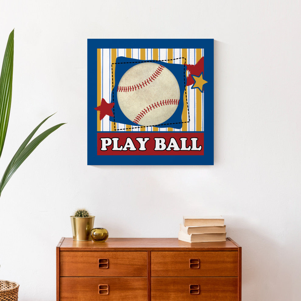 Play Ball Baseball 20x20 Canvas Wall Art