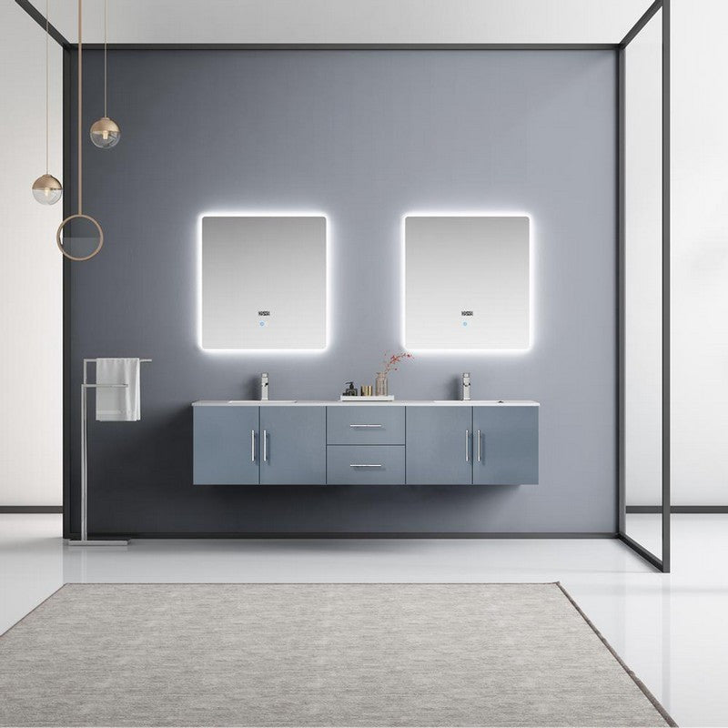 Geneva Transitional Dark Grey 80" Double Vanity Set