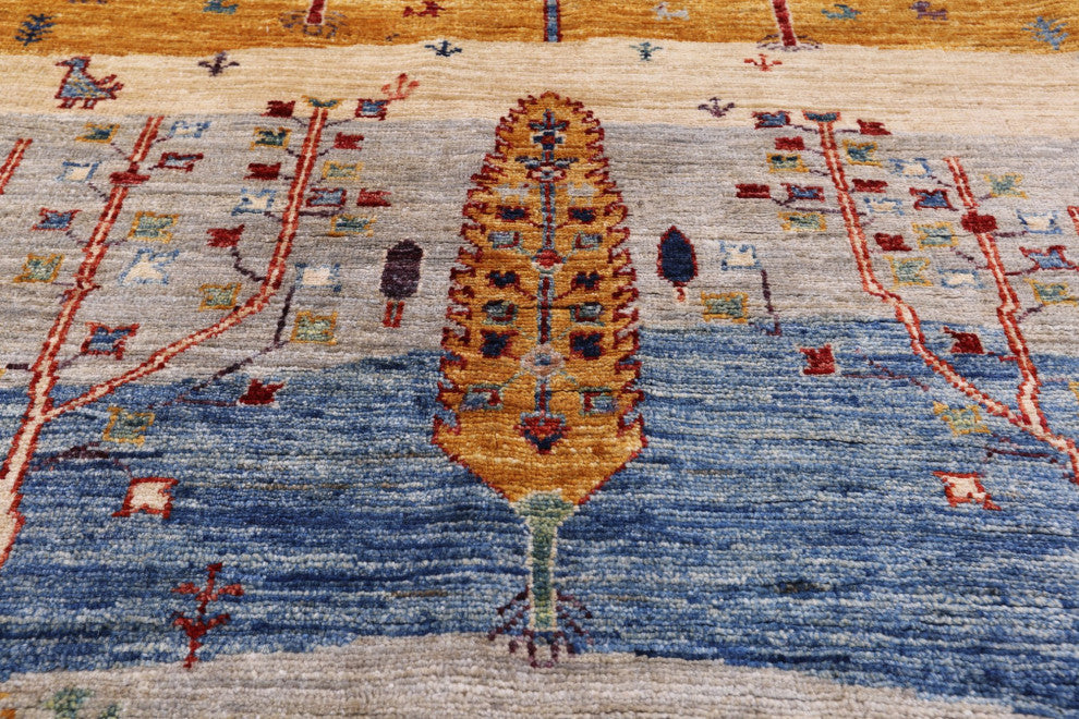 Tribal Persian Gabbeh Hand-Knotted Rug 4' 10" X 6' 3" Q5656