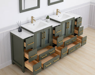 Vanity Art Freestanding Bathroom Vanity Set with Ceramic Top & Mirror