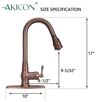Pull Down Kitchen Faucet With Deck Plate, Single Level Solid Brass Sink Faucets,