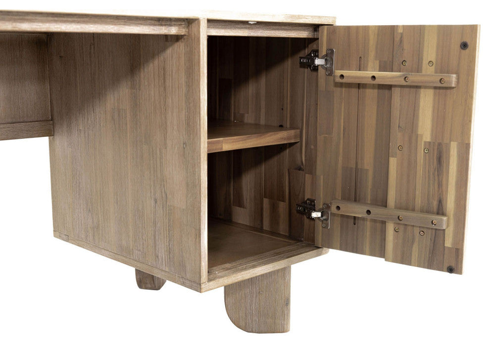 Haru 55" Wide Acacia Desk, Beige
