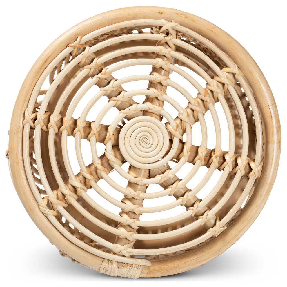 Latona Modern Bohemian Natural Brown Finished Rattan End Table