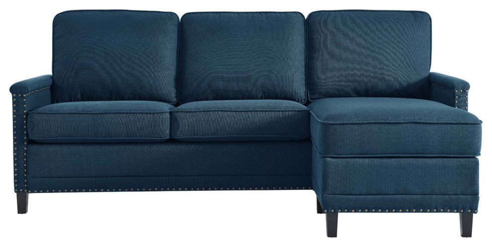 Sofa, Fabric, Navy Blue, Modern, Living Lounge Room Hotel Lobby Hospitality