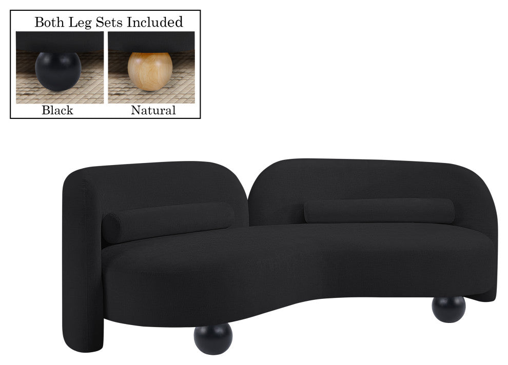 Daphne Upholstered Chair/Loveseat/Sofa, Black, Chenille Fabric, Sofa