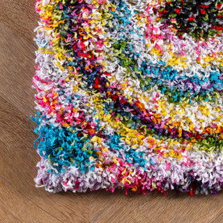 Nuloom Contemporary Abstract Circles Shag Rug, Multicolor 8'x10'