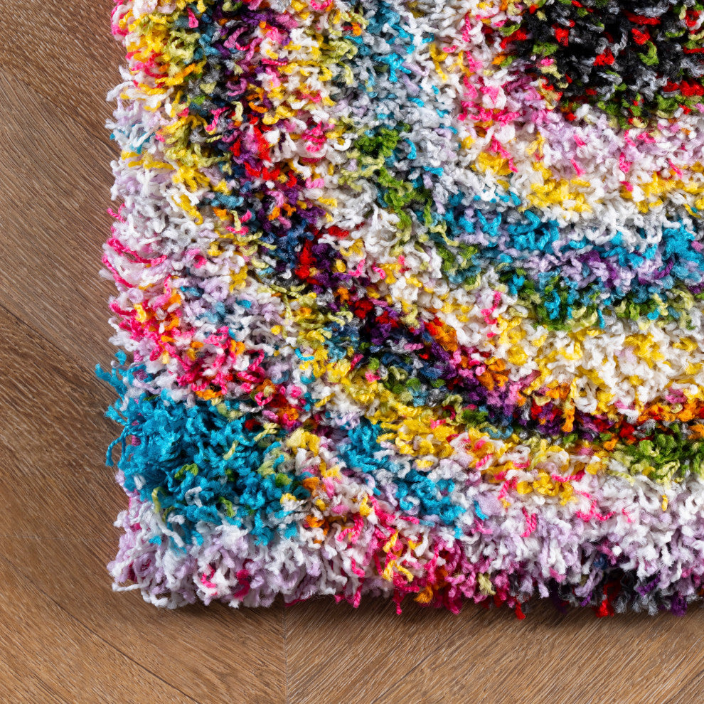 Nuloom Contemporary Abstract Circles Shag Rug, Multicolor 8'x10'
