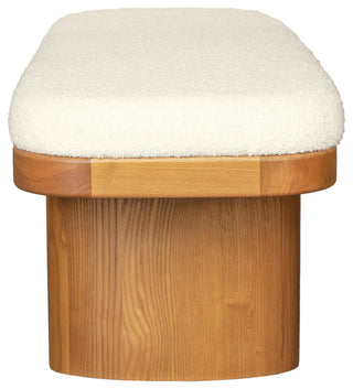 Ollie White Boucle Wooden Bench
