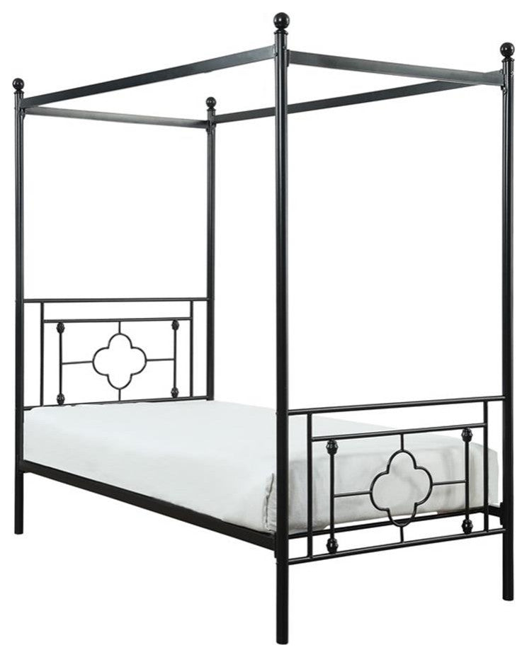 Lexicon Hosta Metal Frame Canopy Twin Platform Bed in Black