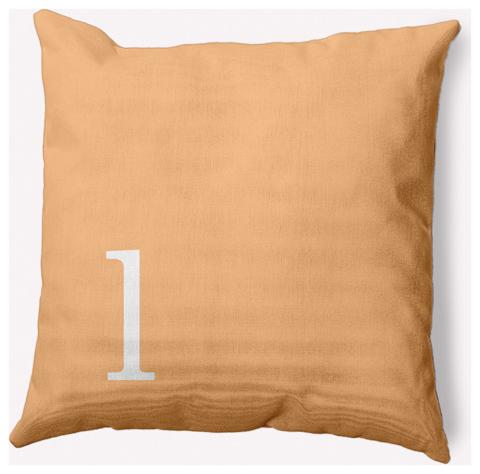 18" x 18" Modern Monogram Indoor/Outdoor Polyester Throw Pillow, Pale Gold