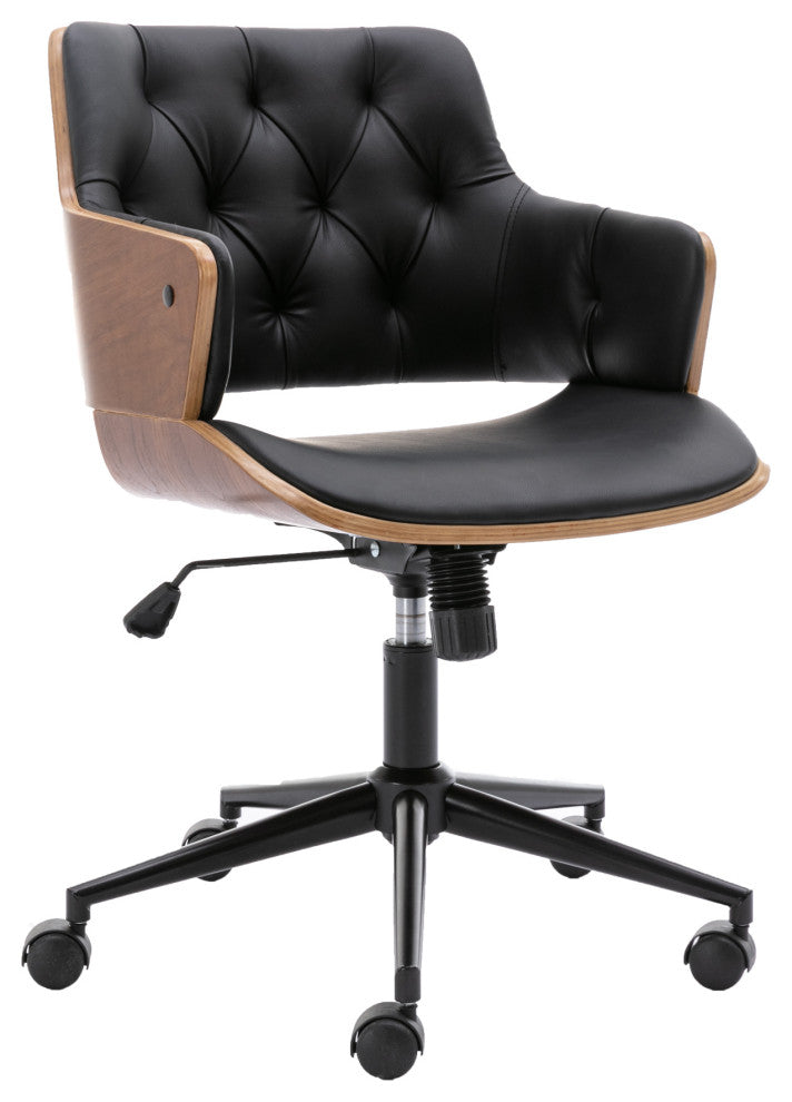 Bentwood Adjustable Office Chair, black PU Leather Upholstery