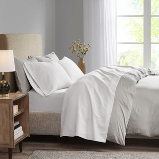 Madison Park Microcell 3M Scotchgard Moisture Treatment Sheet Set, White, Queen