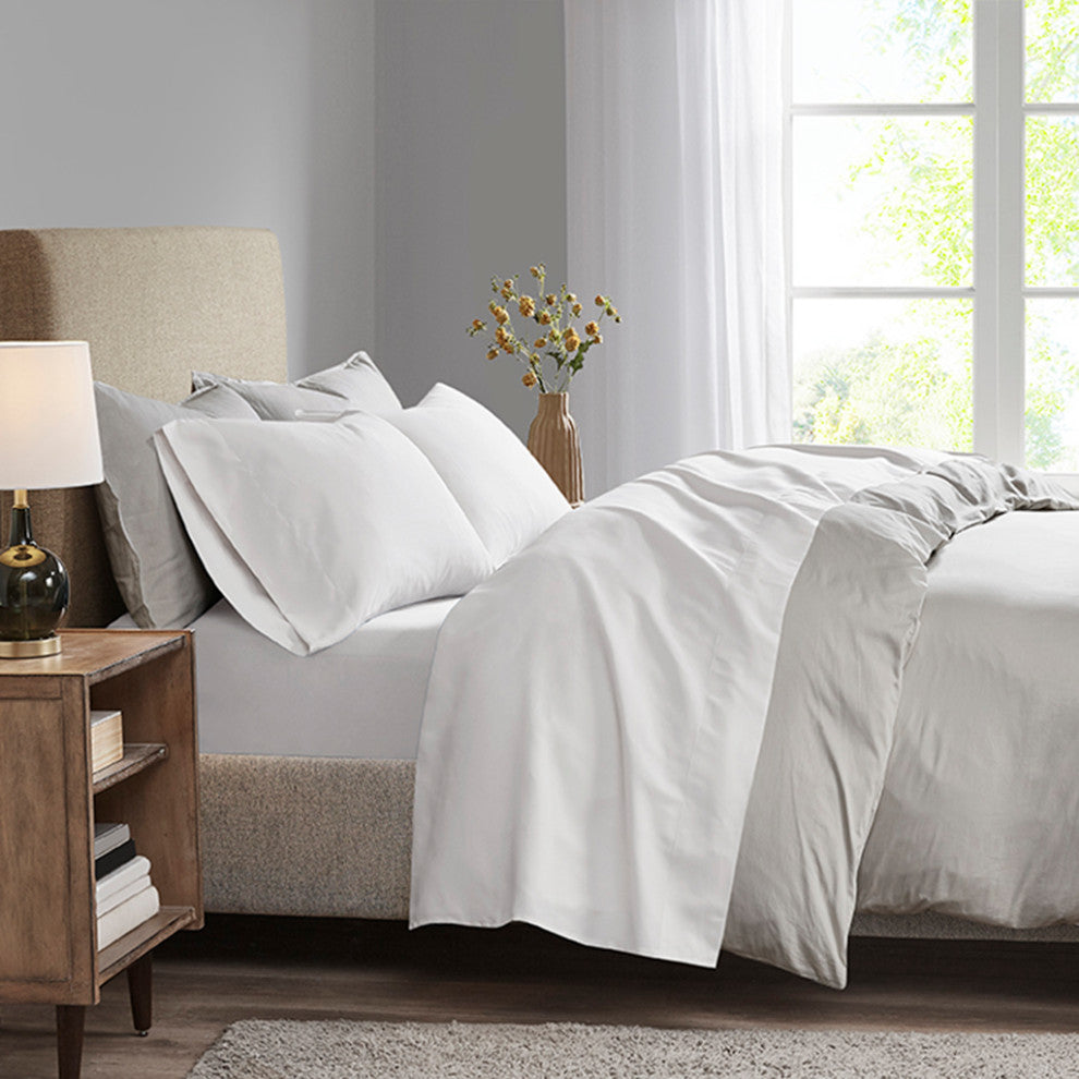 Madison Park Microcell 3M Scotchgard Moisture Treatment Sheet Set, White, Queen