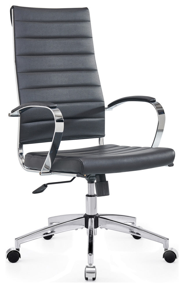 LUXMOD High Back Adjustable Swivel Computer Chair, Black