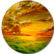 Santa Rosa California, Landscape Painting Disc Metal Artwork, 23"