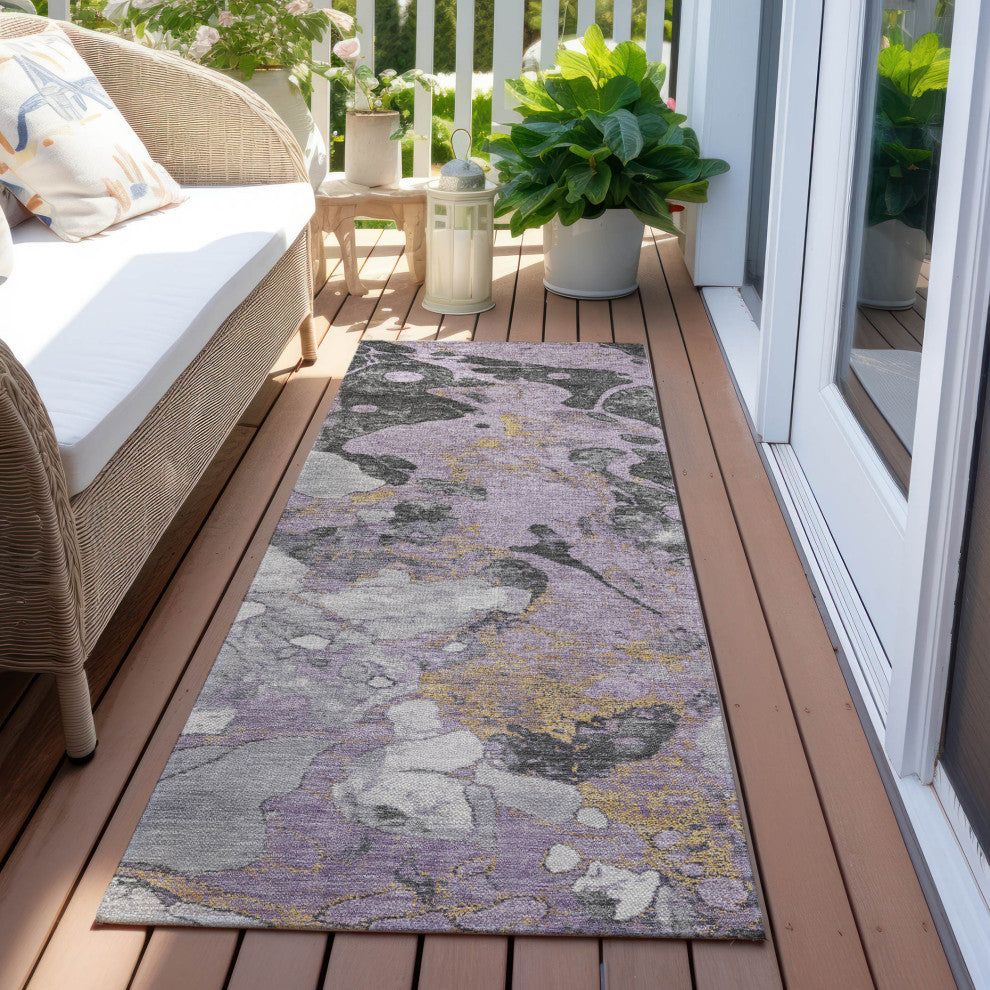 Machine Washable Indoor/Outdoor Chantille ACN1909 Violet 2'3" x 7'6" Runner Rug