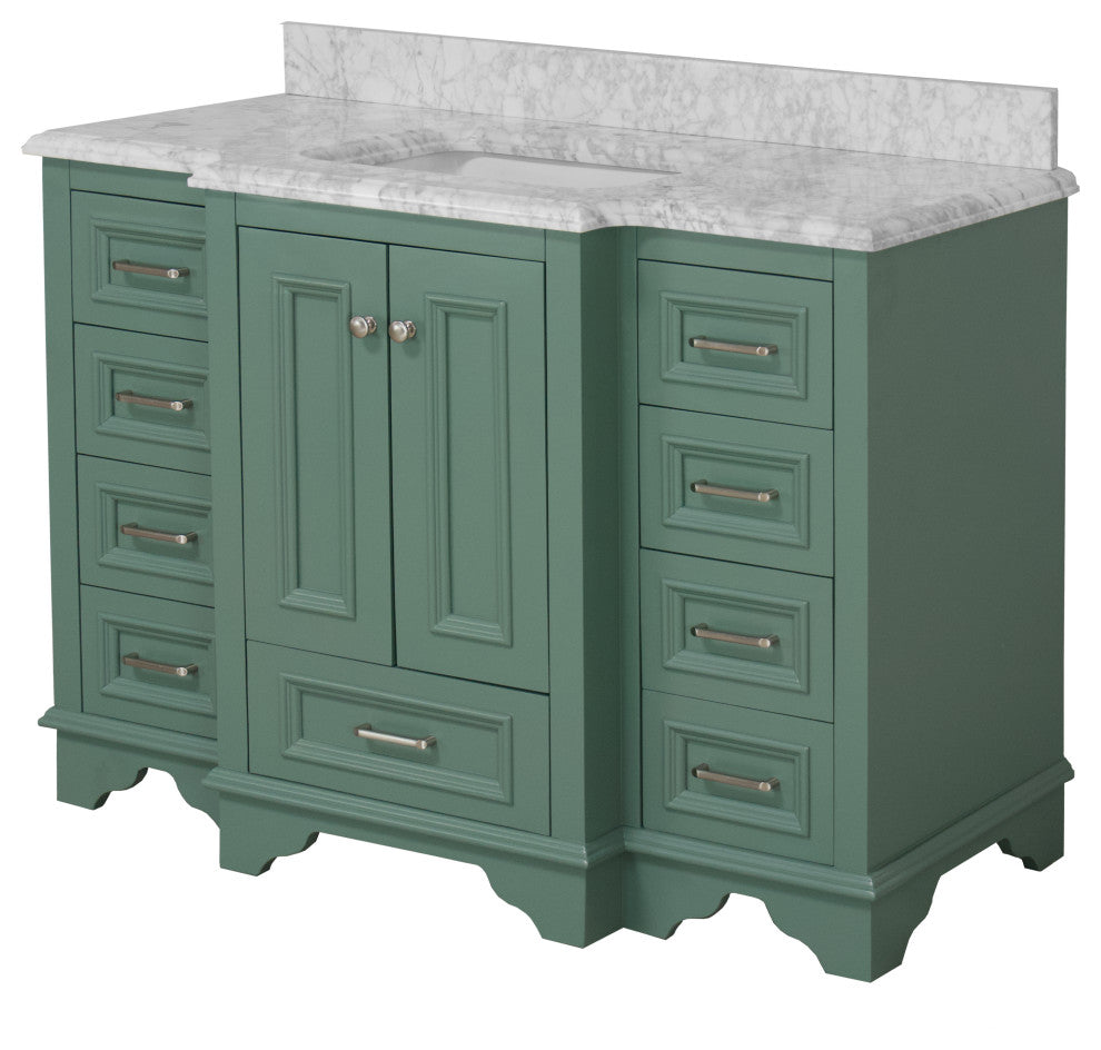 Nantucket 48" Bathroom Vanity, Sage Green, Carrara Marble