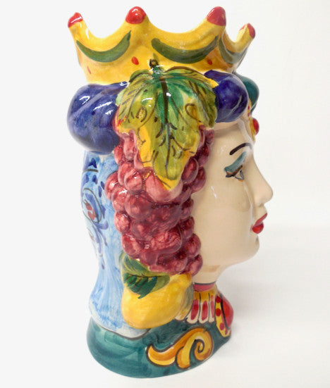 Sicilian Ceramiche Artistiche La Giara 9.5"� Signore e Signora Head Vase Pair