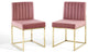 Side Dining Chair, Set of 2, Velvet, Metal, Gold Pink, Modern, Bistro Restaurant