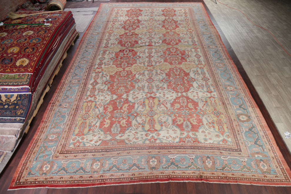Consigned, Antique Faded Persian Traditional Handmade Area Rug, Beige, 13x24
