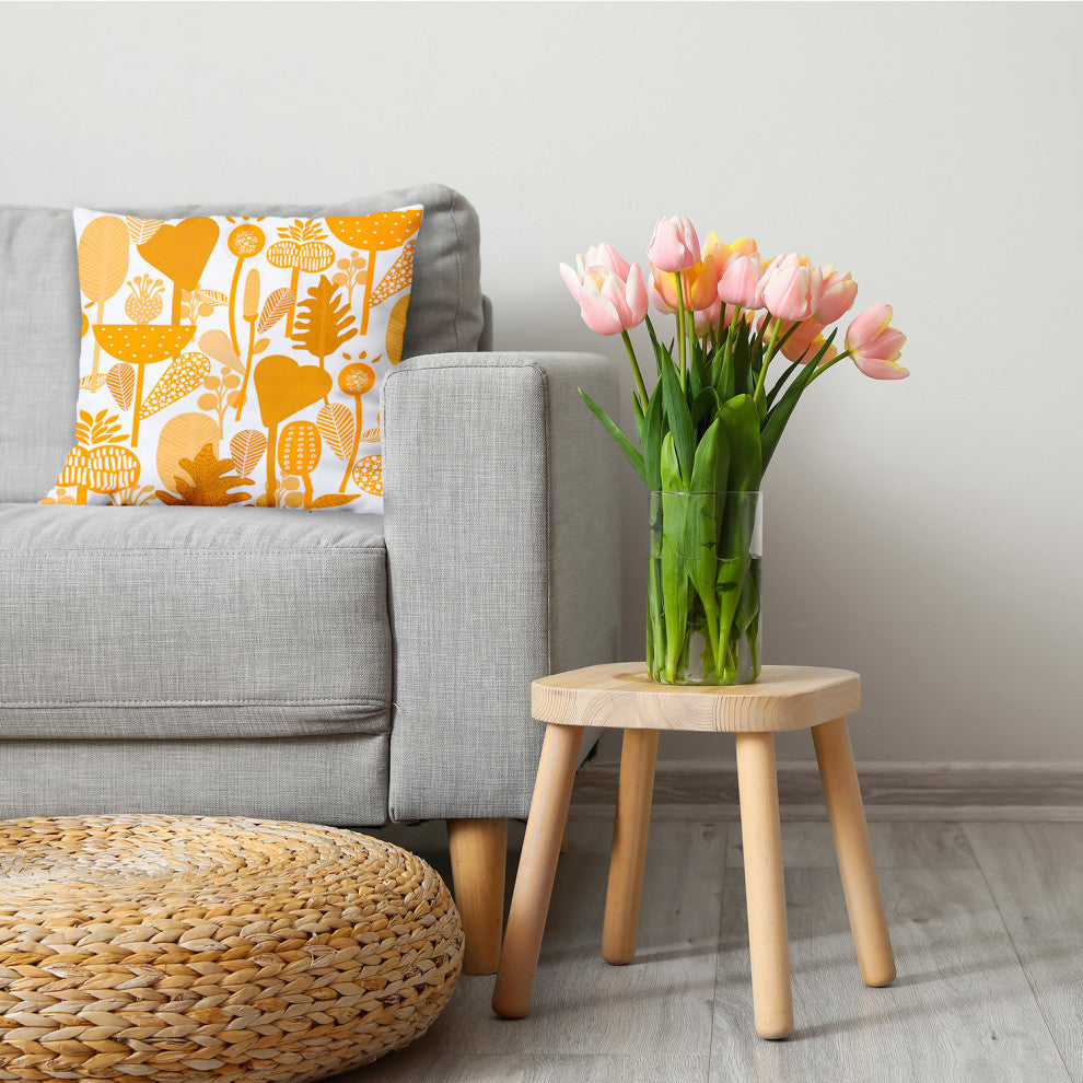Flower Forest Decorative Throw Pillow, Mango, 16"x16"