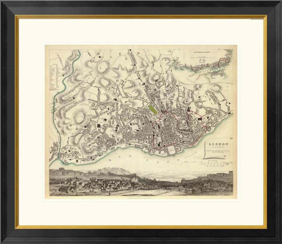 Lisbon, Portugal, 1833, 32"x1.5"x28"