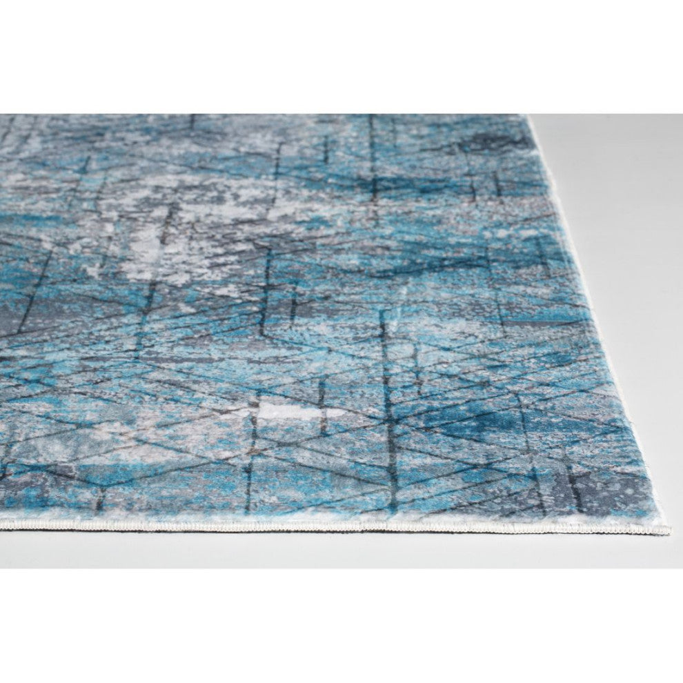 KAS Roxy 2805 Blue/Gray Genesis Area Rug, 2'x7' Runner