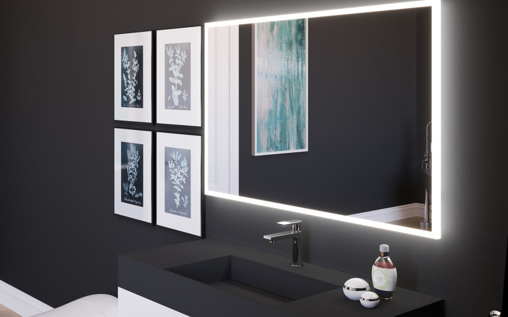 Smart Lisa Dimmable LED Bathroom Mirror With Voice Control, 48"x30"